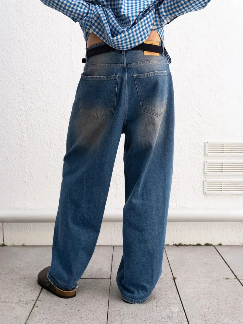 Giesto Maya Blue GIESTO Baggy Fit Denim Pants with Zipper Closure for Men | Best Price UAE